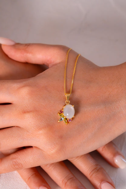 Moonstone, Peridot, Blue Topaz, Pink Tourmaline Necklace - CLJ902