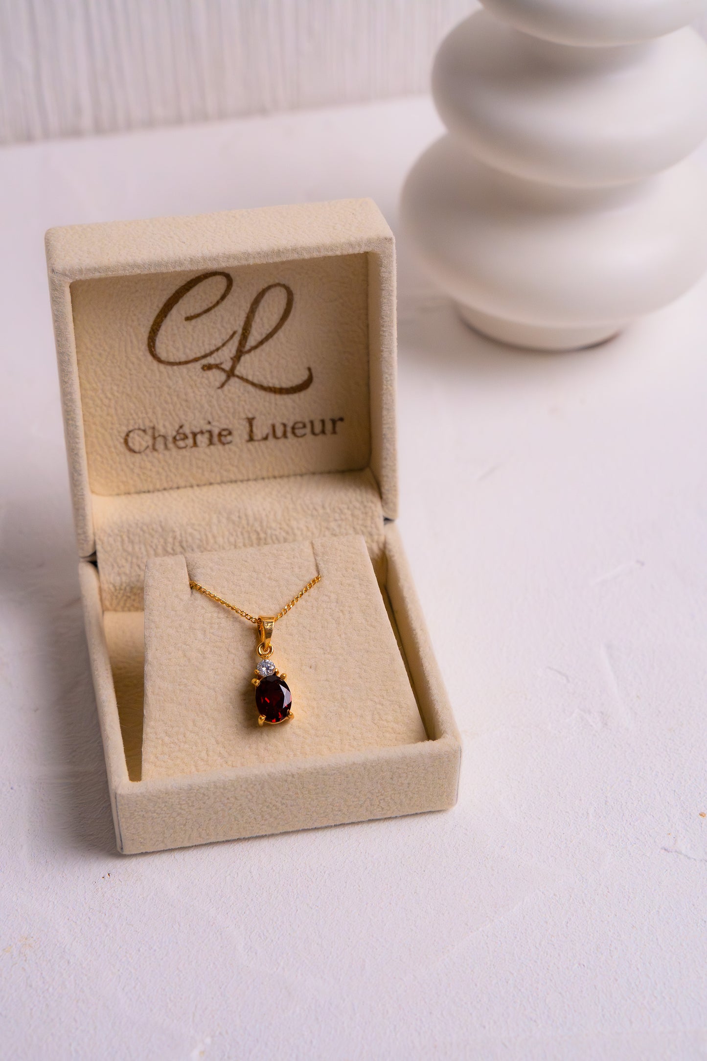 Garnet Leah Necklace - CLJ233G