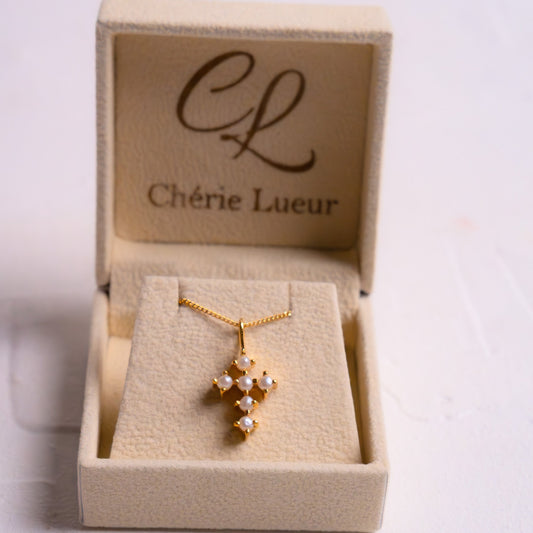 Cultured Pearl Aurelli Cross Necklace - CLJ490CP