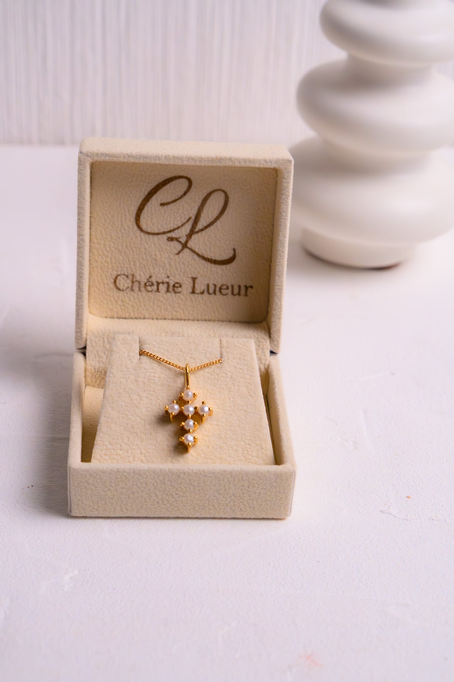 Cultured Pearl Aurelli Cross Necklace - CLJ490CP