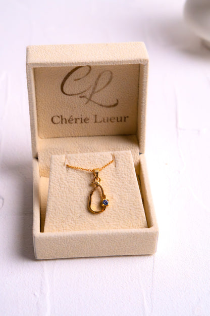 Blue Sapphire Sri Lankan Map Necklace - CLJ789BS