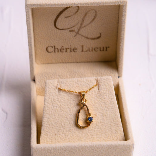 Blue Sapphire Sri Lankan Map Necklace - CLJ789BS