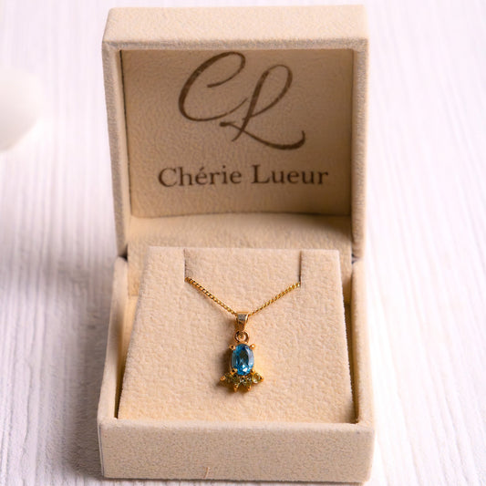 Blue Topaz & Peridot Dhara Necklace - CLJ691BP