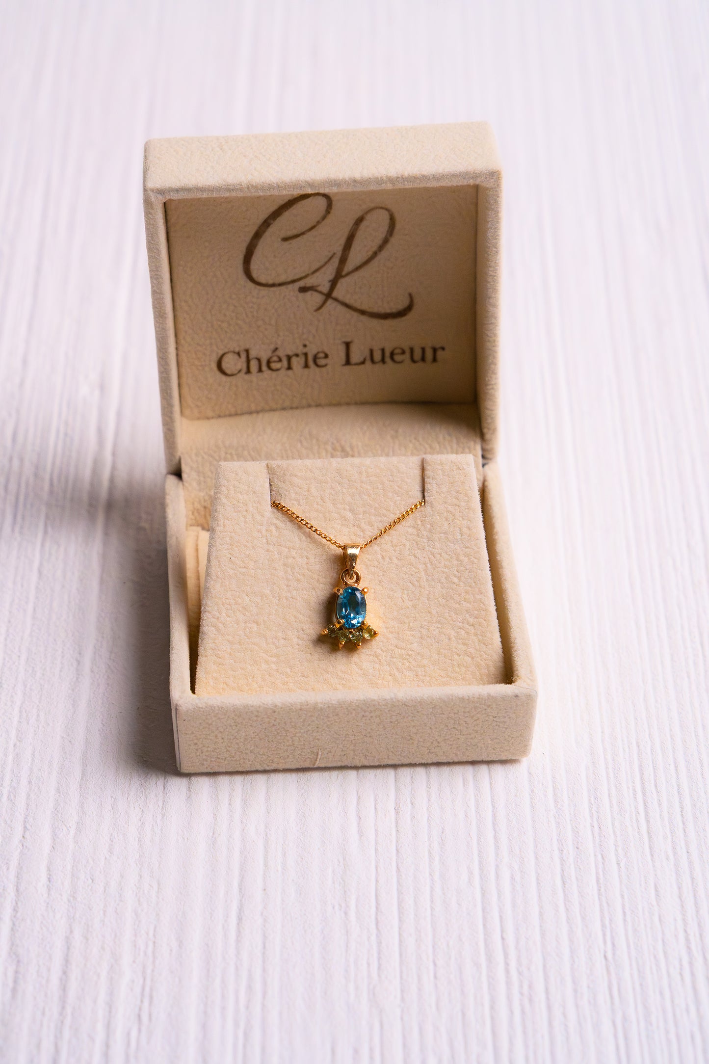 Blue Topaz & Peridot Dhara Necklace - CLJ691BP