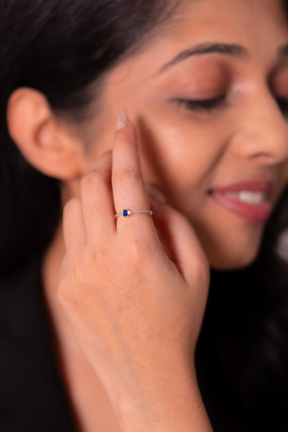 Blue Sapphire & White Sapphire Zoya Ring - CLJ922