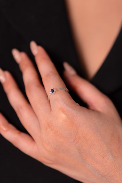 Blue Sapphire & White Sapphire Zoya Ring - CLJ922