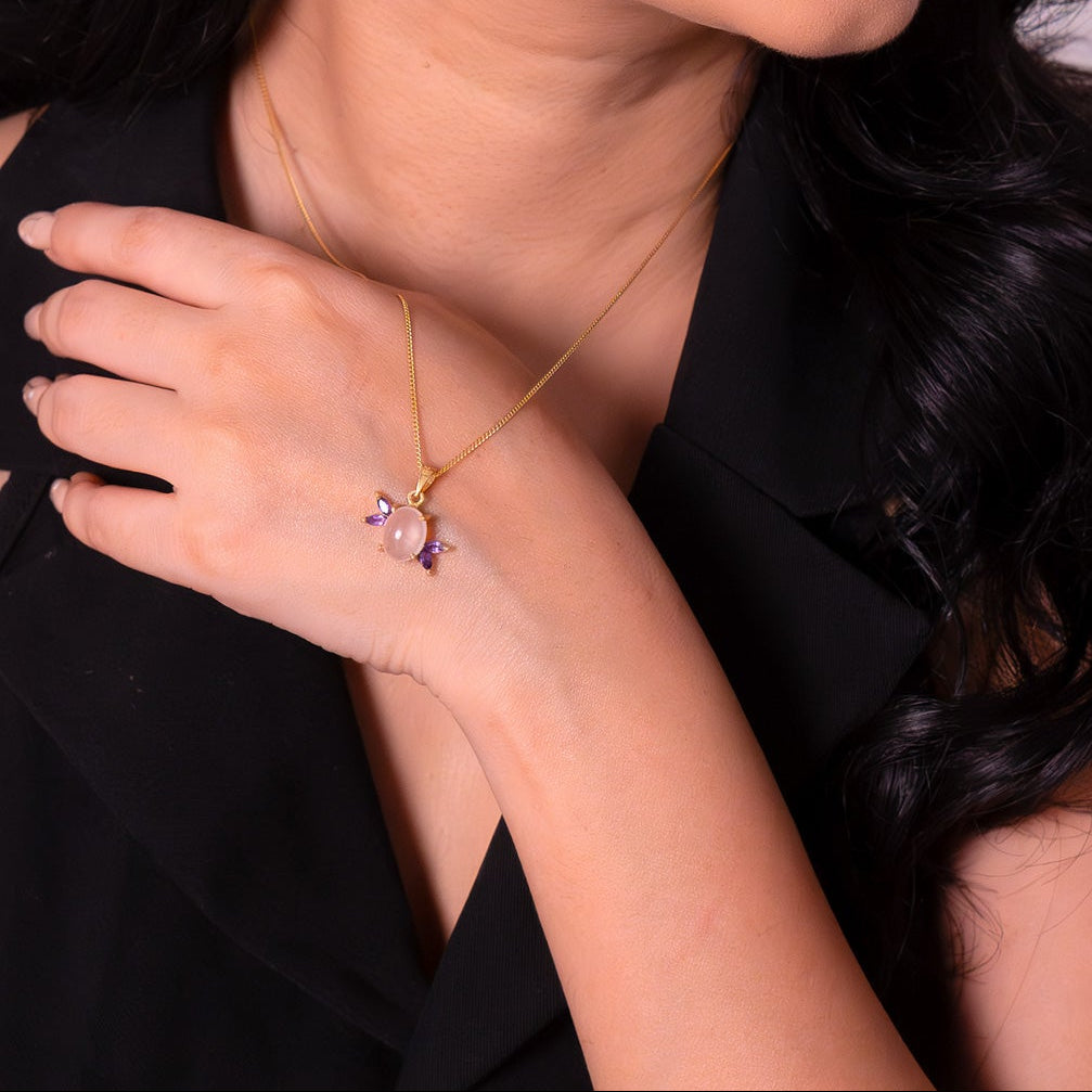 Rose Quartz & Amethyst Elsie Necklace - CLJ923