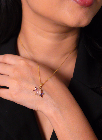 Rose Quartz & Amethyst Elsie Necklace - CLJ923