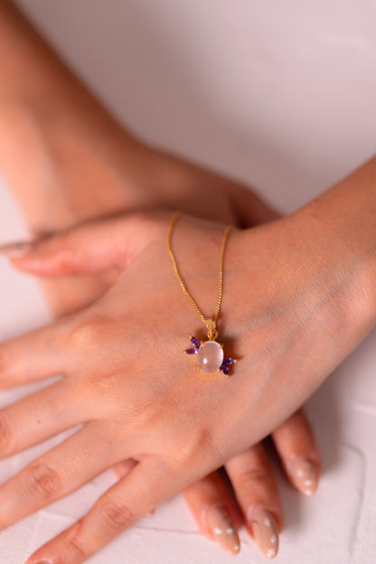 Rose Quartz & Amethyst Elsie Necklace - CLJ923