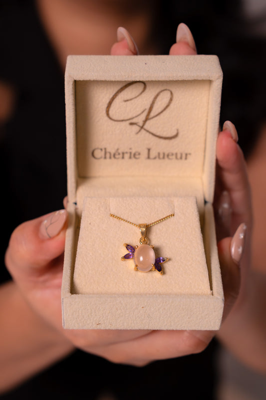 Rose Quartz & Amethyst Elsie Necklace - CLJ923