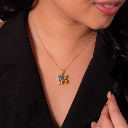 Blue Topaz, Citrine, Peridot & White Topaz Robyn Necklace - CLJ924