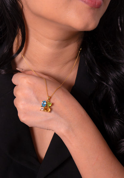 Blue Topaz, Citrine, Peridot & White Topaz Robyn Necklace - CLJ924