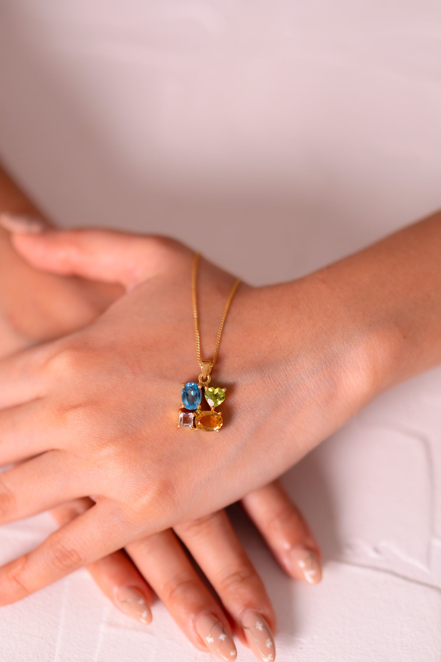 Blue Topaz, Citrine, Peridot & White Topaz Robyn Necklace - CLJ924