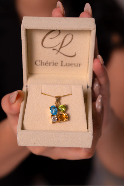 Blue Topaz, Citrine, Peridot & White Topaz Robyn Necklace - CLJ924