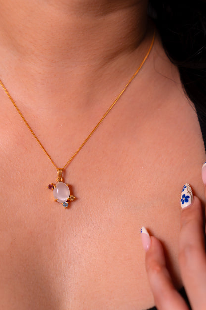 Moonstone, Pink Tourmaline, Blue Topaz, Citrine Layla Necklace - CLJ929
