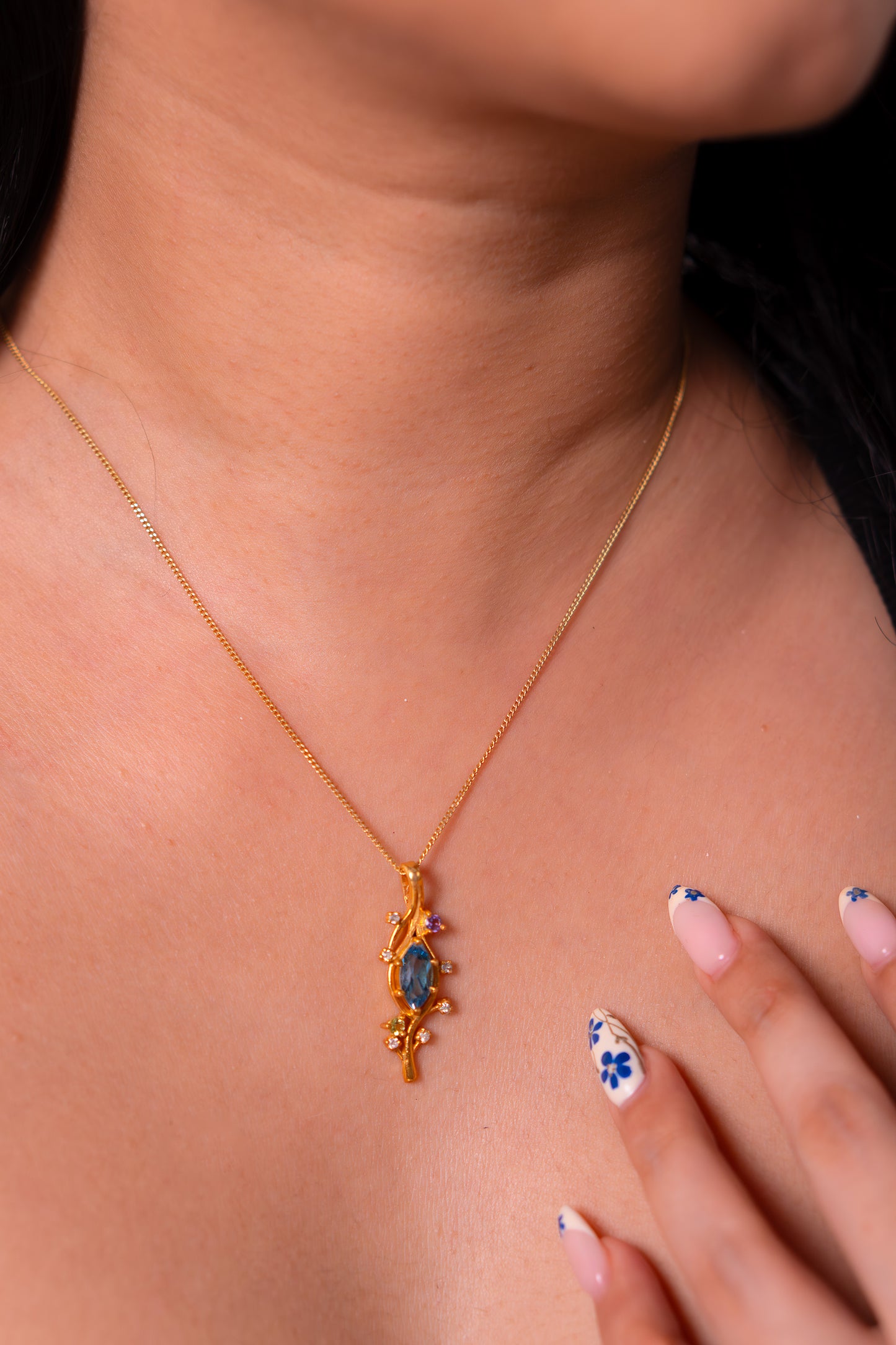 London Blue Topaz, White Sapphire, Amethyst, Peridot Sienna Necklace- CLJ933