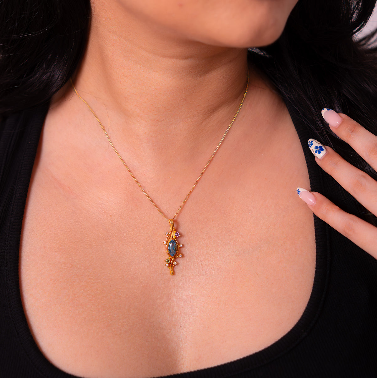London Blue Topaz, White Sapphire, Amethyst, Peridot Sienna Necklace- CLJ933