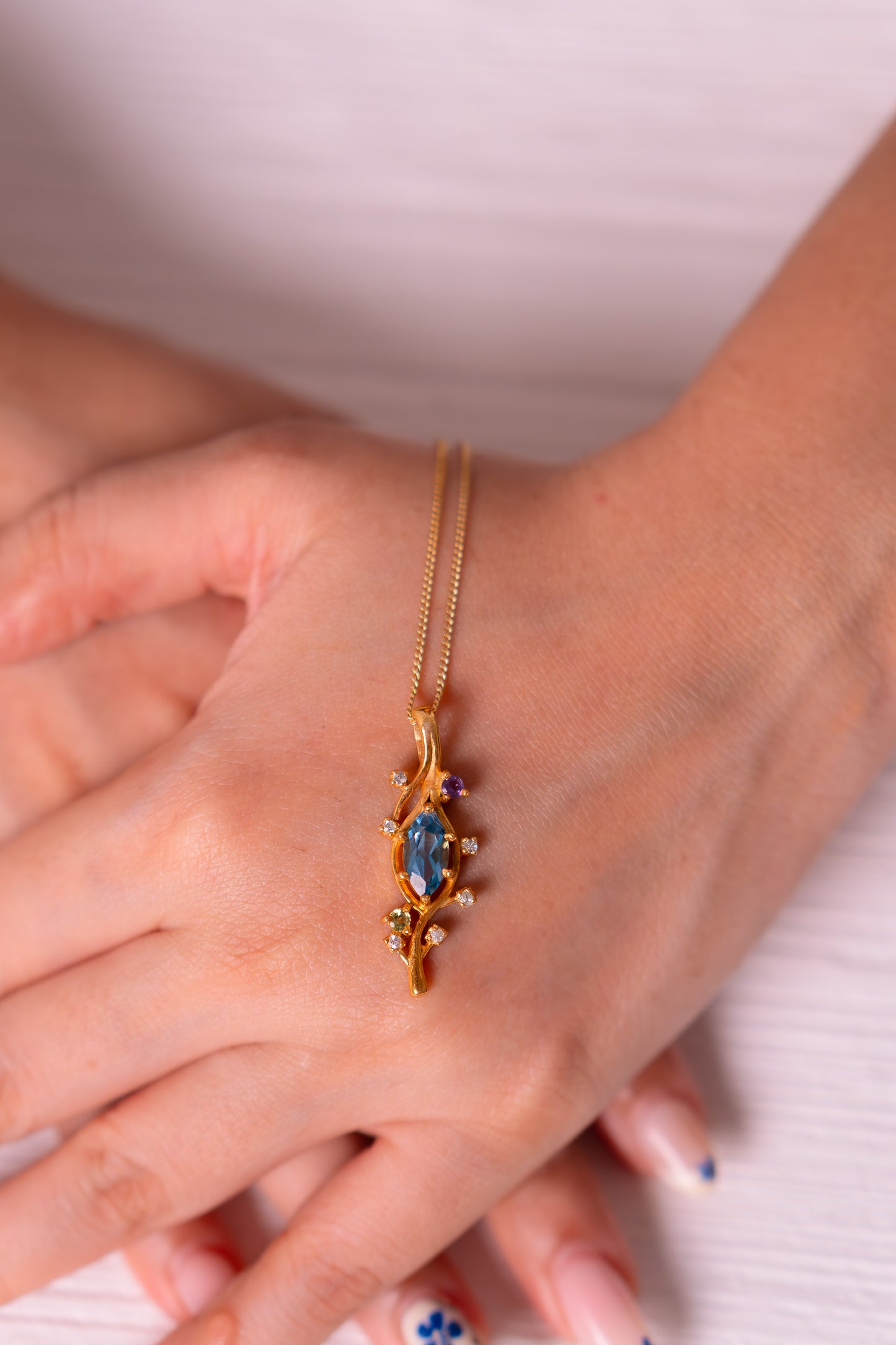 London Blue Topaz, White Sapphire, Amethyst, Peridot Sienna Necklace- CLJ933