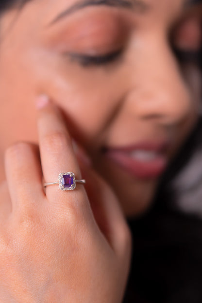 Purple Sapphire, White Sapphire Orelia Ring - CLJ892