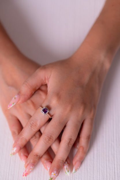 Purple Sapphire, White Sapphire Orelia Ring - CLJ892