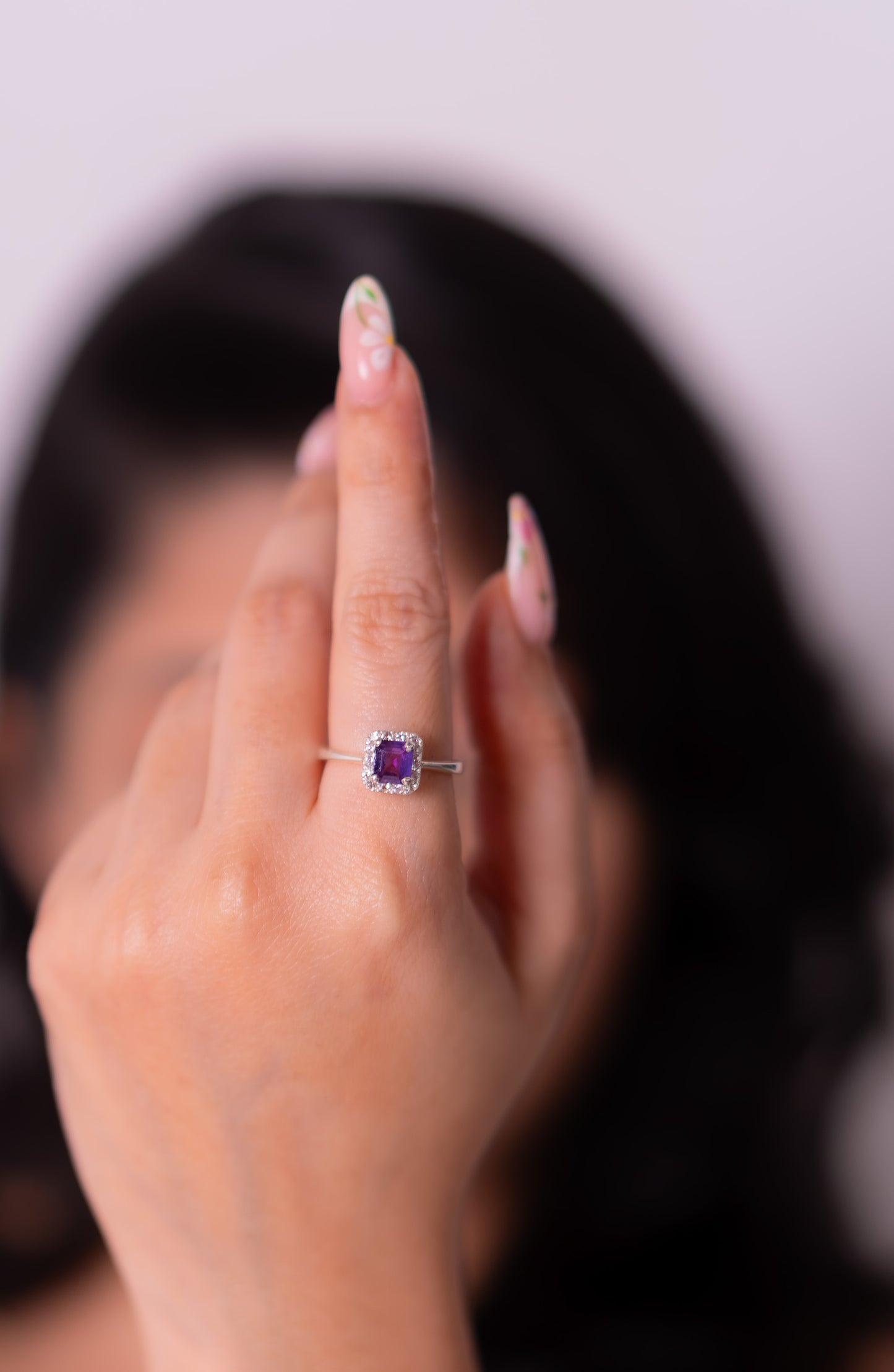 Purple Sapphire, White Sapphire Orelia Ring - CLJ892