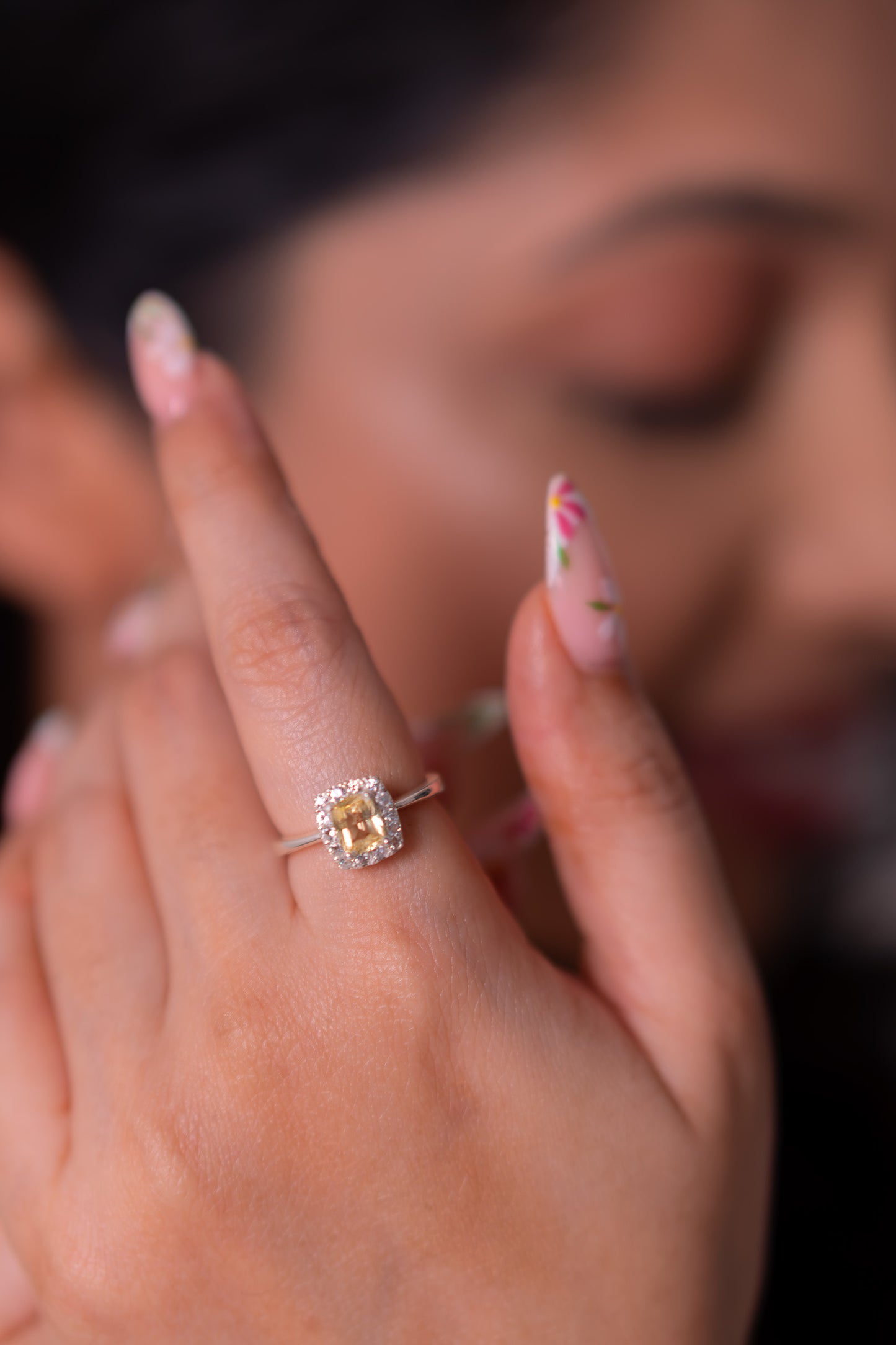 Yellow Sapphire, White Sapphire Orelia Ring - CLJ891