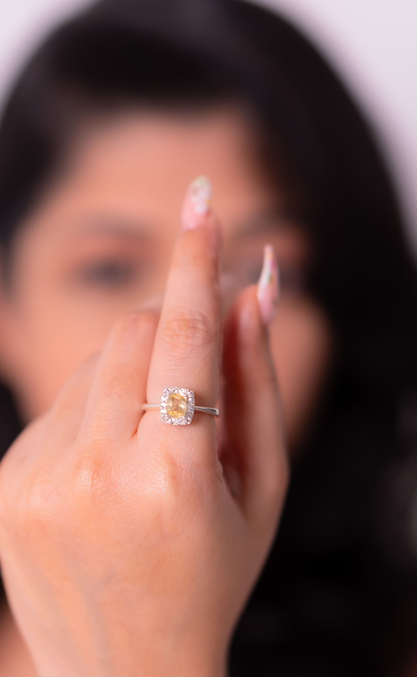 Yellow Sapphire, White Sapphire Orelia Ring - CLJ891