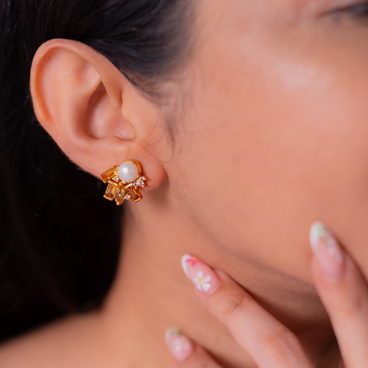 Citrine & Cultured Pearl Moana Earrings - CLJ633C