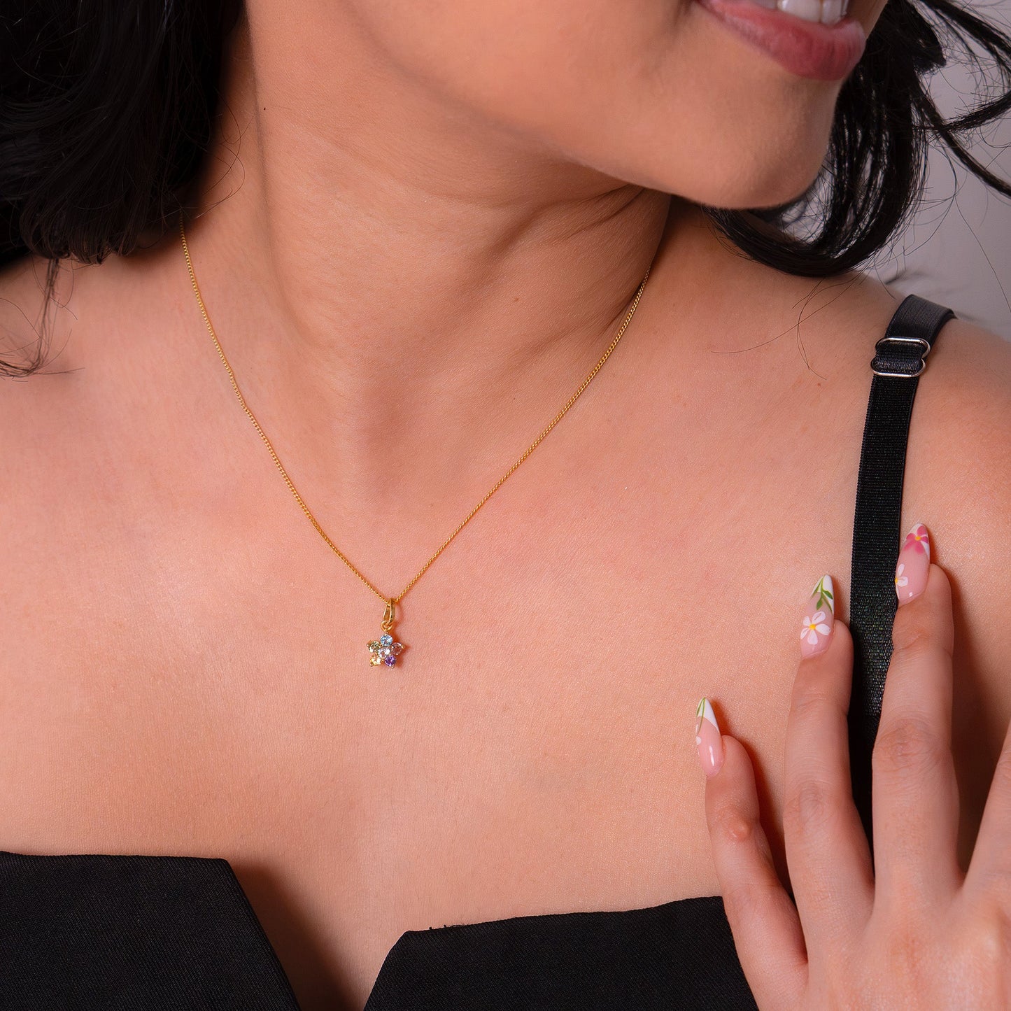 White Topaz, Pink Tourmaline, Blue Topaz, Amethyst, Citrine, Peridot Carina Necklace - CLJ935