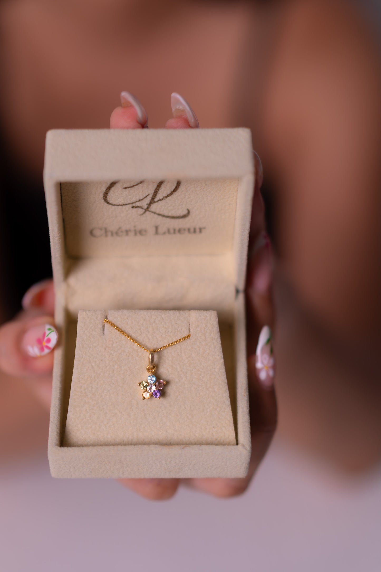 White Topaz, Pink Tourmaline, Blue Topaz, Amethyst, Citrine, Peridot Carina Necklace - CLJ935