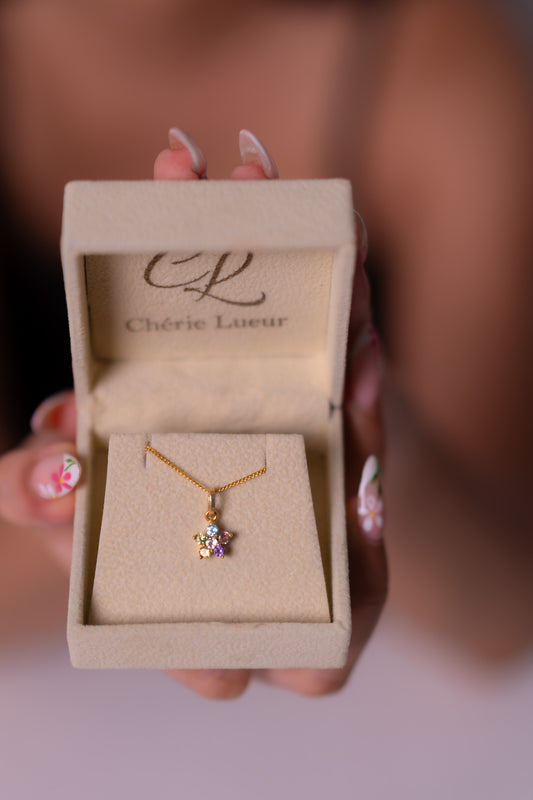 White Topaz, Pink Tourmaline, Blue Topaz, Amethyst, Citrine, Peridot Carina Necklace - CLJ935