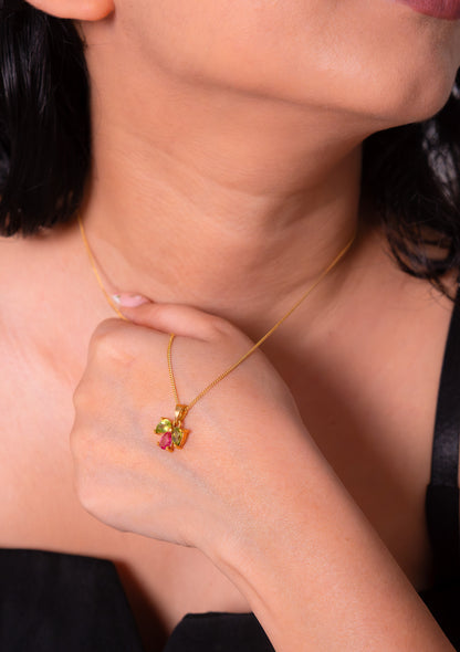 Pink Topaz, Peridot Cecillia Necklacde - CLJ940