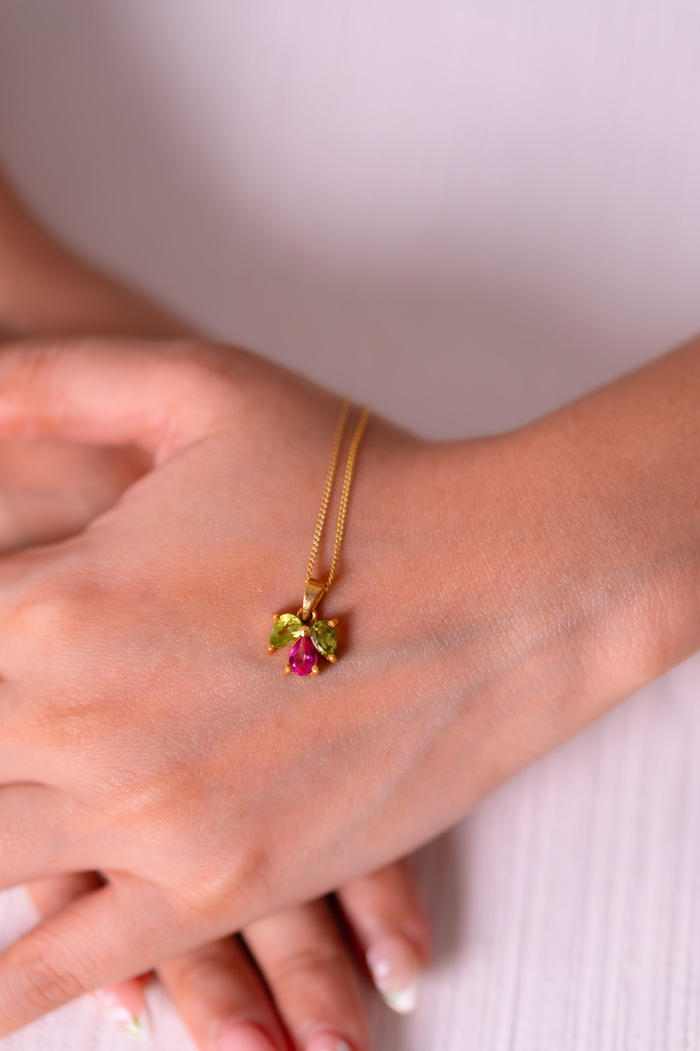 Pink Topaz, Peridot Cecillia Necklacde - CLJ940