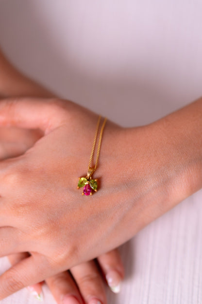 Pink Topaz, Peridot Cecillia Necklacde - CLJ940