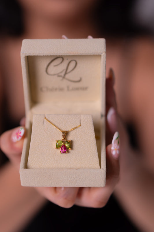 Pink Topaz, Peridot Cecillia Necklacde - CLJ940