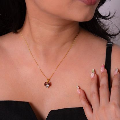 White Topaz, Garnet Eliyana Necklace - CLJ942