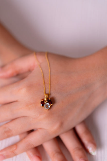 White Topaz, Garnet Eliyana Necklace - CLJ942