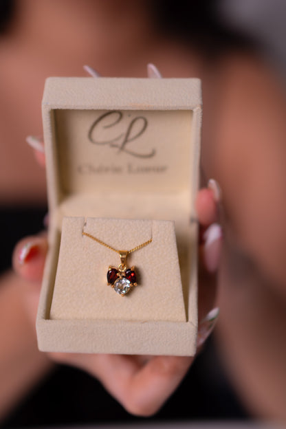 White Topaz, Garnet Eliyana Necklace - CLJ942