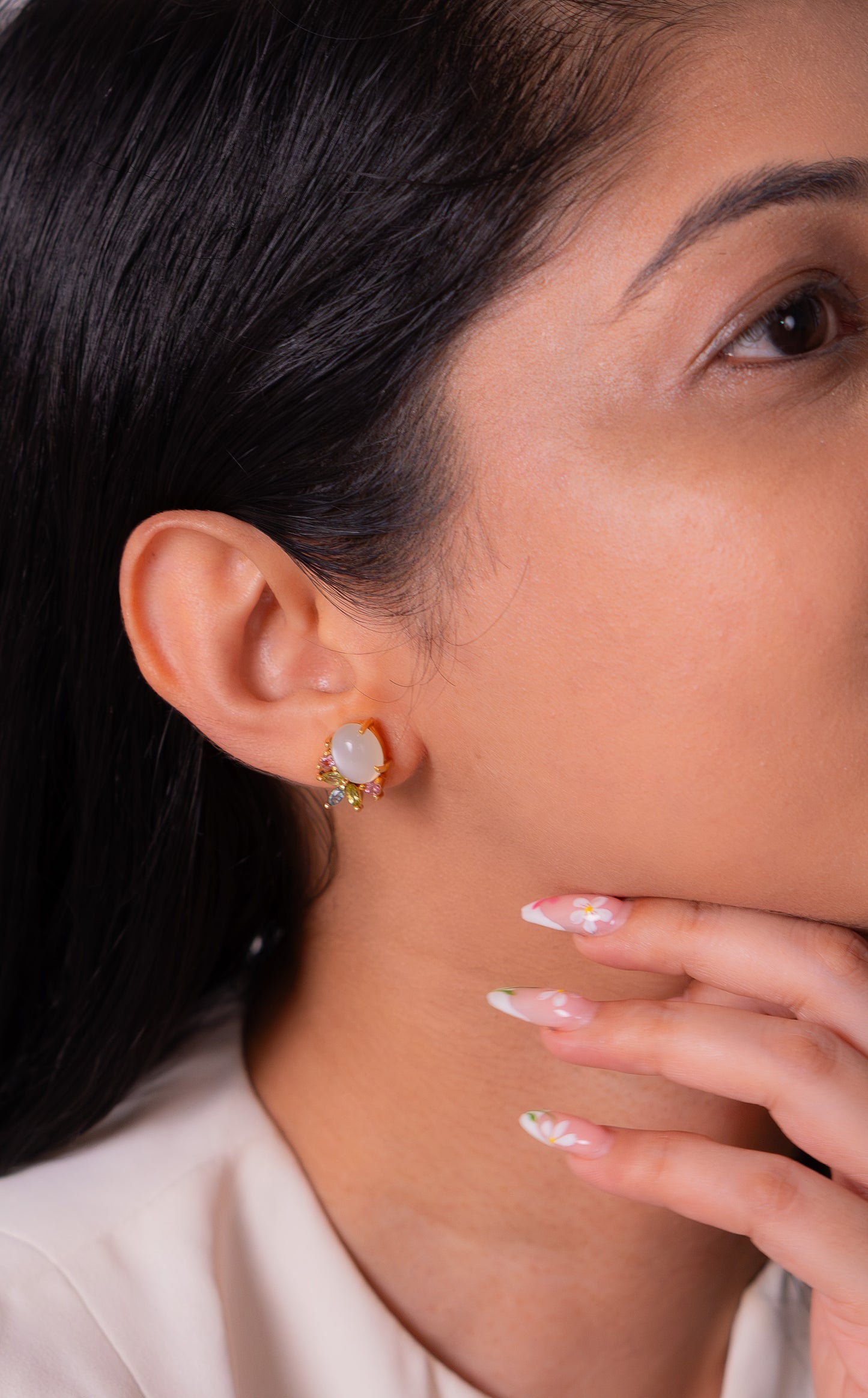 Moonstone, Peridot, Blue Topaz, Pink Tourmaline Lana Earrings - CLJ902E