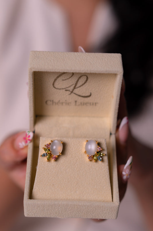 Moonstone, Peridot, Blue Topaz, Pink Tourmaline Lana Earrings - CLJ902E