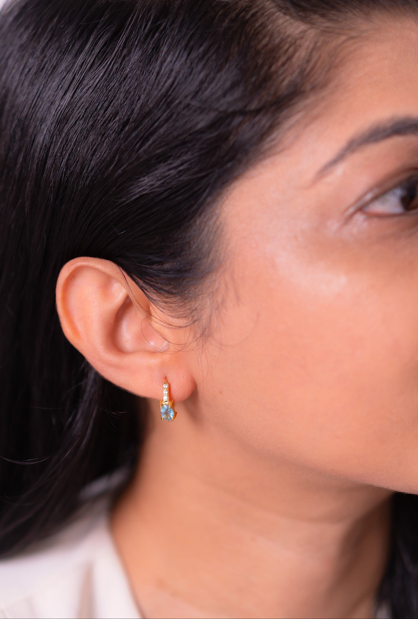 Blue Topaz Soraya Hoop Earrings - CLJ568B