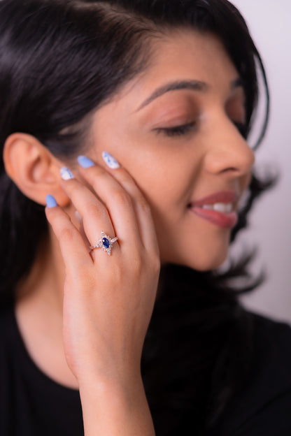 Blue Sapphire, White Sapphire Katalina Ring - CLJ947