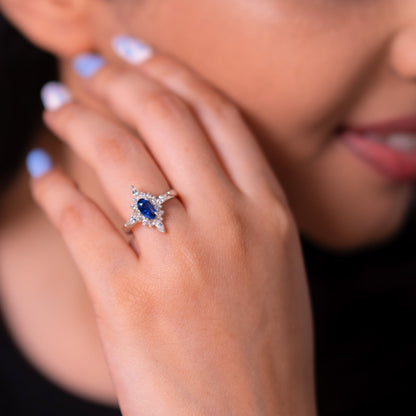 Blue Sapphire, White Sapphire Katalina Ring - CLJ947