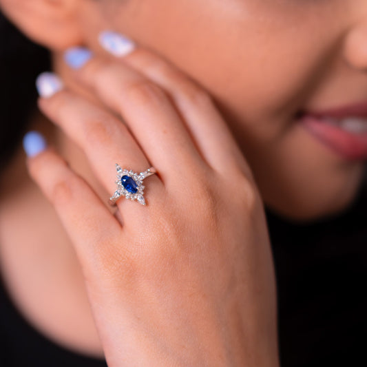 Blue Sapphire, White Sapphire Katalina Ring - CLJ947