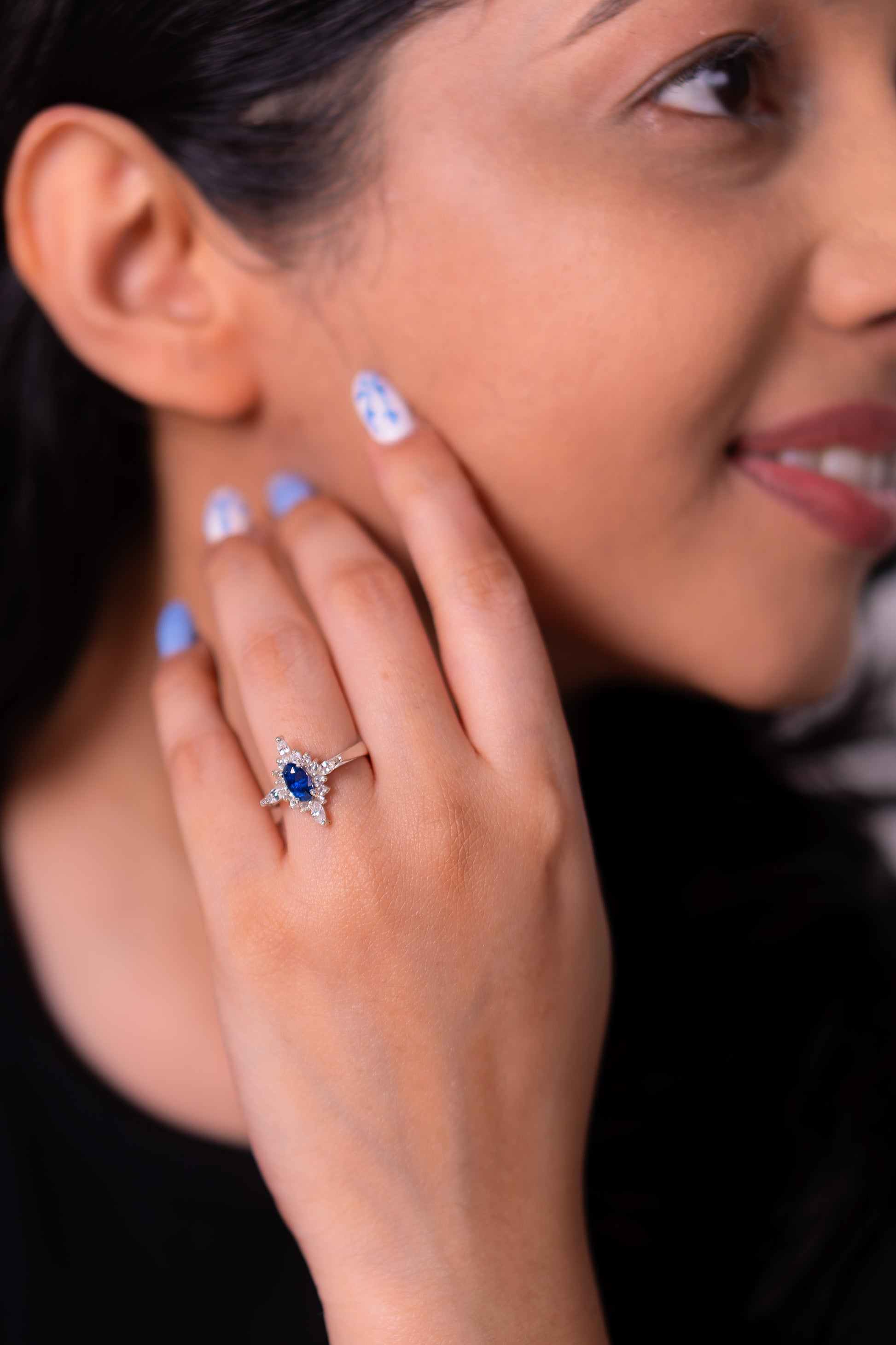 Blue Sapphire, White Sapphire Katalina Ring - CLJ947