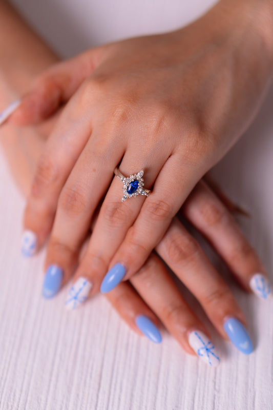 Blue Sapphire, White Sapphire Katalina Ring - CLJ947