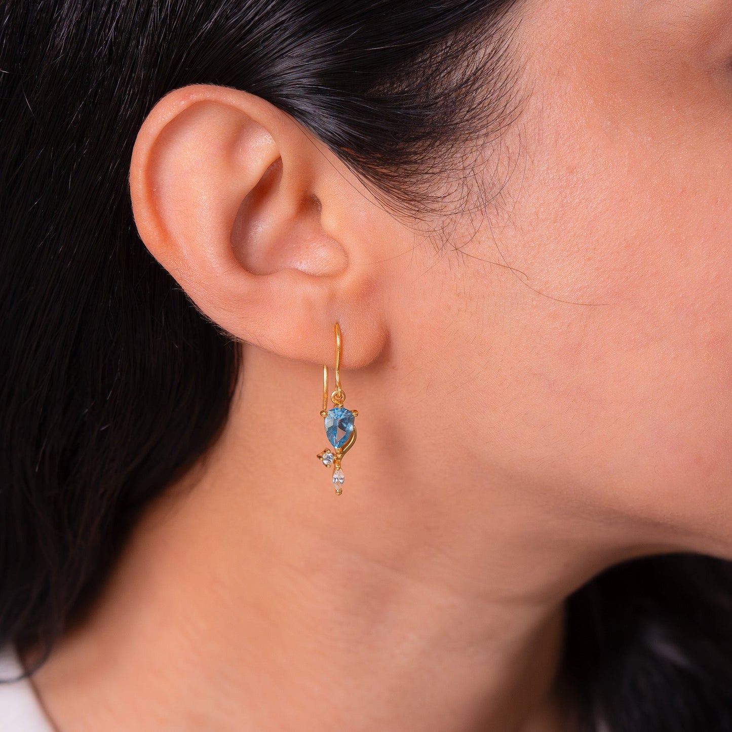 Blue Topaz & White Sapphire Gwendolyn Earrings - CLJ953