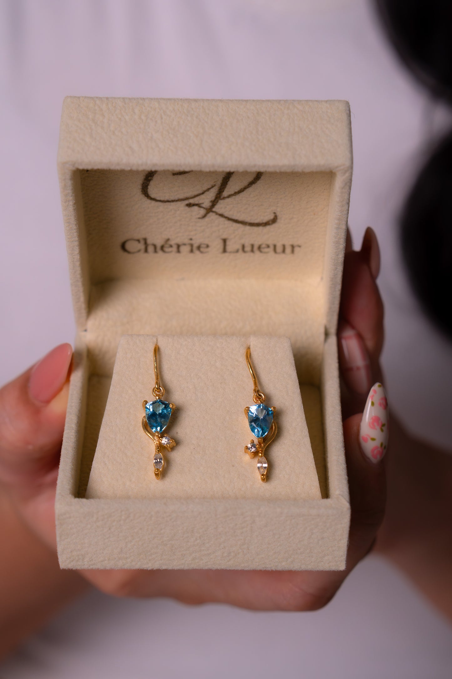 Blue Topaz & White Sapphire Gwendolyn Earrings - CLJ953