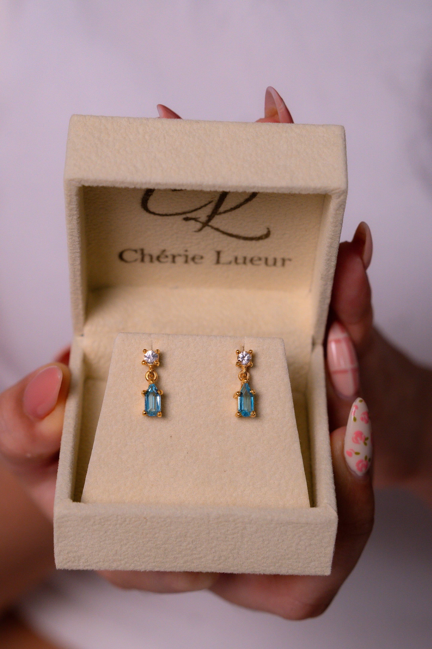 Blue Topaz & White Sapphire Brielle Earrings - CLJ954