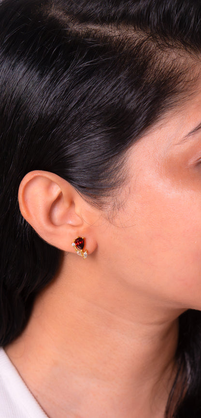 Garnet & White Sapphire Gwendolyn Earrings - CLJ950